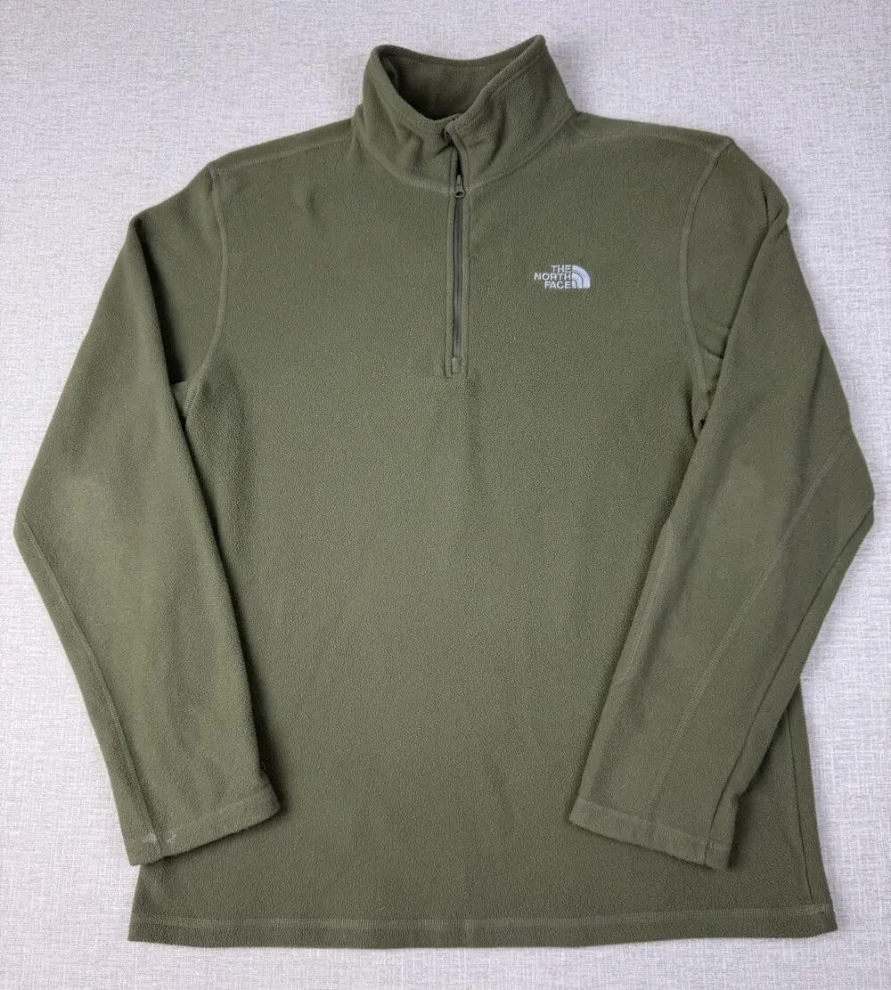 The North Face Fleece 1/4 Zip Pullover Jacket Olive Green Men’s Medium TNF